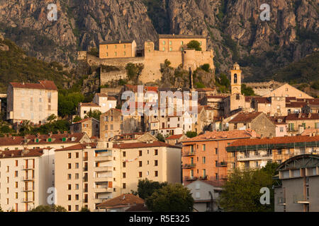 France, Corse, Haute-Corse département, région des montagnes centrales, Corte, ville et citadelle Banque D'Images