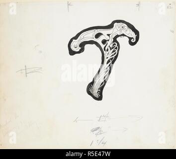 Un capital initial 'T' de l'histoire, 'Le début de l'Armadilloes'. Rudyard Kipling : écrire la copie de "l'imprimante juste pour des histoires, y compris "Le conte de Tabu', avec des illustrations d'autographes et initiales. 1902. Papier ; ff. ii +148. 370 x 280mm. Source : ajouter. 59840 f.52. Banque D'Images