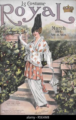 Plaque de mode présentant des vêtements de femmes. Le costume royal. New York, 1914. Source : Le costume royal, mars 1914, volume 18, no.6, capot avant. Banque D'Images