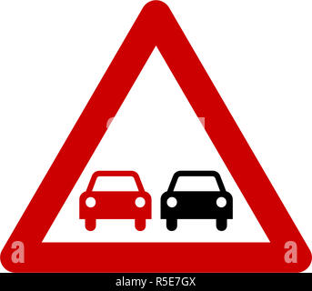 Panneau d'avertissement avec symbole de dépassement Banque D'Images