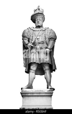 La figure du roi Henry 8e, roi d'Angleterre se trouve dans une niche au-dessus de l'entrée de St Bartholomew's Hospital de London UK. Banque D'Images