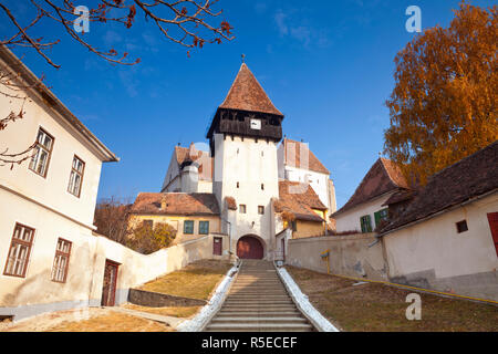 L'église fortifiée de Bazna, Bazna, Transylvanie, Roumanie Banque D'Images