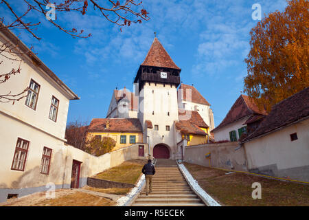 L'église fortifiée de Bazna, Bazna, Transylvanie, Roumanie Banque D'Images