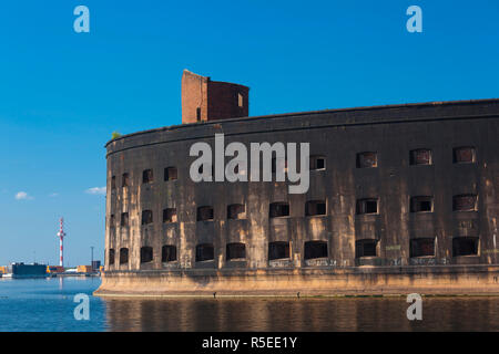 La Russie, Saint-Pétersbourg, Kronstadt, le Tsar Pierre le Grand ville forteresse maritime, du golfe de Finlande, de Fort Alexander I Banque D'Images