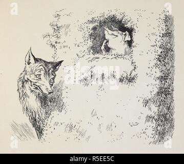 Un cochon dans sa maison en paille avec le grand Loup à la recherche en. L'Oie d'Or Livre : en cours de l'histoire de l'Oie d'Or, les trois ours, les 3 petits cochons, Tom Pouce. Avec de nombreux dessins en couleur et noir et blanc par L. L. Brooke. F. Warne & Co. : London & New York, [1905]. Source : 12812.b.52. Author : Brooke, L. Leslie. Banque D'Images