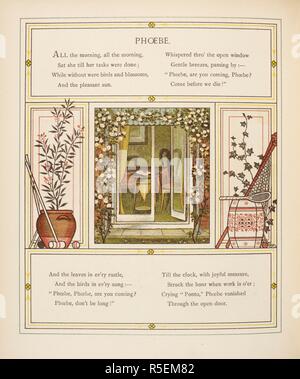 Phoebe. Illustration Couleur et texte de 'à la maison'. À la maison. Marcus Ward & Co. à Londres, 1881. Image réalisée à partir à la maison par J G Sowerby et Thos. Grue. Source : 12805.k.41, page 42. Langue : Anglais. Auteur : Sowerby, John G. Banque D'Images