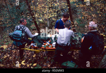 Sauvetage d'urgence par les gardes du parc,Great Smoky Mountains National Park, Texas Banque D'Images