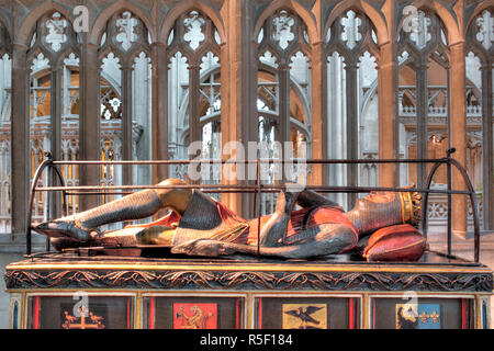 Tombe de Robert Curthose, fils aîné de Guillaume le Conquérant, la cathédrale de Gloucester, Gloucester, Gloucestershire, Royaume-Uni Banque D'Images