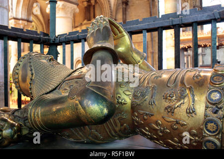 Tombe de Edward Plantagenet (le 'Black Prince'), la Cathédrale de Canterbury, Canterbury, Kent, England, UK Banque D'Images