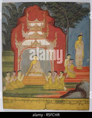 Scènes de la vie du Bouddha. . La vie de Bouddha. La Birmanie, c,1800-1820. Source : Ou. 14298, f.1. Langue : Birman. Banque D'Images