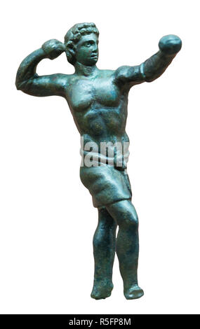 Merida, Espagne - Décembre 20th, 2017 : jeunes bower statue en bronze au Musée National d'Art Romain à Mérida, Espagne Banque D'Images