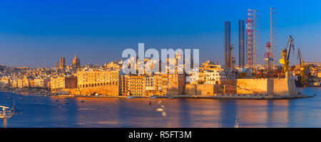 Grand Harbour et de La Valette, Malte Senglea Banque D'Images