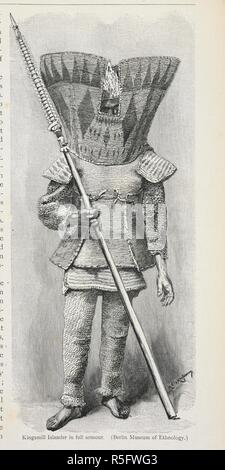 Kingsmill Torres en armure complète. Une personne de les Îles Gilbert (autrefois Kingsmill et King's-Mill), dans l'océan Pacifique. . L'histoire de l'humanité / trans de la deuxième édition allemande par A. J. Butler. c. 3, 1898. [S.l.] : Macmillan, 1896-1898. Source : 572*3343* vol.1, page 137. Auteur : Ratzell, Friedrich. Banque D'Images