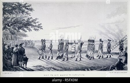 Hale sur son chemin jusqu'à l'exécution. La vie de Nathan Hale, le martyr de l'Espion du Nord. F.A.Brown : Hartford, Conn.] [1856. Nathan Hale ( 1755 - 1776 ) américain revoltionary, héros de guerre, sur le chemin de l'exécution, par les Britanniques. Image prise à partir de la vie de Nathan Hale, le Martyr espion de la révolution américaine, etc. publié à l'origine/produit dans F.A.Brown : Hartford, Conn.] [1856. . Source : 10880.b.33, en face de 130. Auteur : Stuart, Isaac W. Ropis Kellog, J., E. B. et E. C. Banque D'Images