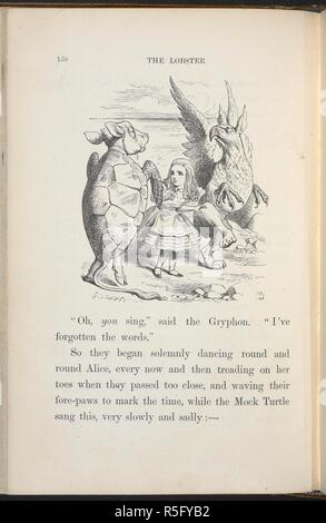 Alice danse avec la maquette de la tortue et de Gryphon. Alice's Adventures in Wonderland. Avec quarante-deux illustrations de John Tenniel. London : Macmillan & Co., 1866 [1865]. Source : C.59.g.11 page 150. Banque D'Images