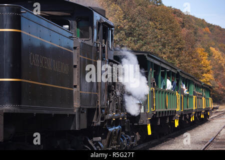 USA, West Virginia, Cass, Cass Scenic Railroad State Park, train à vapeur Banque D'Images