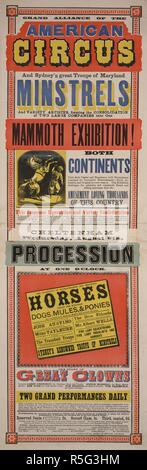 Grande alliance de l'American Circus et Sydney's Great Troupe de ménestrels du Maryland et divers artistes, formant le regroupement de deux grandes entreprises en une immense exposition !. [Nottingham] : Stafford et Co., imprimantes, graveurs, Nottingham, 1895 ?. Source : Evan.471. Langue : Anglais. Banque D'Images