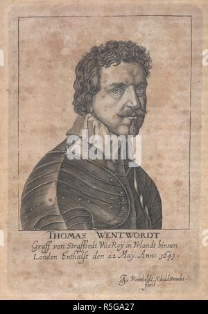 Thomas Wentworth. Ndisches:Engel Memorial. Dans Sesquiseculum : Anglic. Leipzig, 1649. Thomas Wentworth, comte de Strafford (1593-1641). Homme politique anglais. Portrait. Image réalisée à partir d'Engel:ndisches Memorial. Dans Sesquiseculum : Anglicanum, oder Kurtze. Erzehlung, a été sich in Engeland von Geographie Heinrici des Achten, biss auff die j:ngstvorgenommene uptung:Enth Caroli des Ersten zugetragen, etc. 1649. Publié à l'origine/produit à Leipzig, en 1649. . Source : 597.d.25.(2), avant le 1er. Langue : Allemand et Néerlandais. Banque D'Images