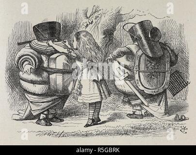 Alice dressing up bonnet blanc et blanc bonnet. Dans de l'autre côté, et ce qu'Alice y trouvent ... Avec 50 illustrations de John Tenniel. London : Macmillan & Co., 1897. Source : 012808.eee.57 page 87. Banque D'Images