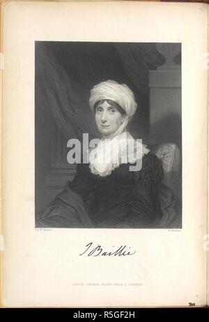 Joanna Baillie. Le spectaculaire et Poetical Works of Joanna Baillie,. Longman & Co. : Londres, 1851. Joanna Baillie (1762-1851). Poète écossais. Portrait. Image prise à partir de la spectaculaire et Poetical Works of Joanna Baillie, complet en un seul volume. [Avec un portrait.] à l'origine publié/produit dans Longman & Co. : Londres, 1851. . Source : 11771.e.2, frontispice. Langue : Anglais. Auteur : JOANNA BAILLIE. Newton. Robinson. Banque D'Images