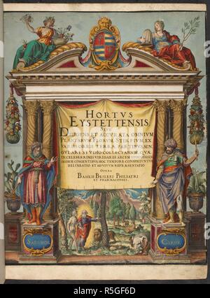 Page de titre. Hortus Eystettensis. George Mack, Nuremberg, 1613. Page de titre de l'Hortus Eystettensis. Image réalisée à partir d'Hortus Eystettensis. Publié à l'origine/produit dans George Mack, Nuremberg, 1613. . Source : 10.tab.29, page de titre. Banque D'Images