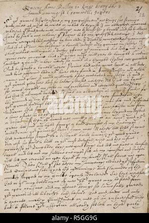 (Première page) Copie d'une lettre de la reine Anne Boleyn au Roi Henry VIII, écrit alors qu'elle était dans la Tour de Londres, le 6 mai 1536. Il a été trouvé parmi les papiers de Thomas Cromwell. Tour de Londres ; 1536. Source : ajouter. 22587, f.22. Langue : Anglais. Banque D'Images