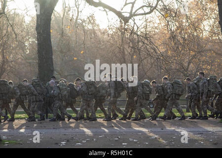 La formation de l'armée - tôt le matin sur le Mall, St James Park, Londres Banque D'Images