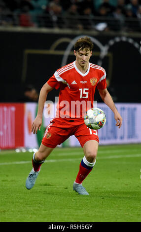 Leipzig, Allemagne - le 15 novembre 2018. Le milieu de terrain de l'équipe nationale de football russe Alexey Miranchuk amical international au cours de l'Allemagne contre la Russie dans le Banque D'Images
