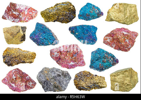 Collection de différents rochers chalcopyrite Banque D'Images