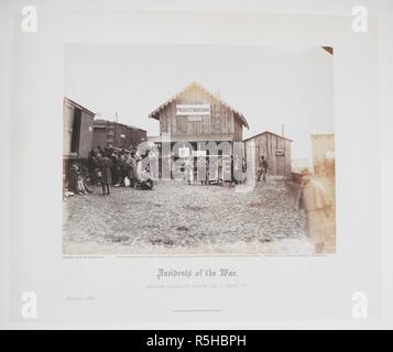 Le bureau du grand prévôt, Aquia Creek, Virginia (février 1863) . Gardner's sketch book photographique de la guerre. Washington, D.C. : Philip & Solomons, éditeurs, [1865]. Source : 1784.a.13 volume 1, page 91. Langue : Anglais. Auteur : GARDNER, ALEXANDER. O'Sullivan, Timothy H. Banque D'Images