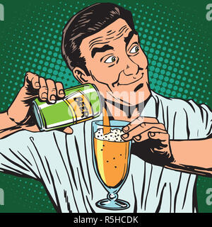 Portrait avatar bartender pouring beer Banque D'Images
