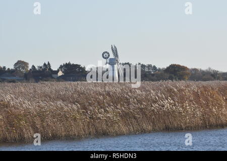 Dyke Thurne mill de Thurne village, Norfolk Broads, England, UK. Banque D'Images