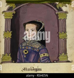 Mary J, Tudor. Reine d'Angleterre et l'Irlande. Livre de la Guilde des chirurgiens Barber de York. York, 1486, avec des ajouts de 1768. Source : Egerton 2572, f.10. Langue : anglais et latin. Banque D'Images