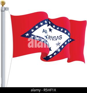 En agitant le drapeau de l'Arkansas isolé sur un fond blanc. Vector Illustration. Illustration de Vecteur