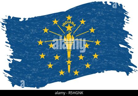 Drapeau de l'Indiana. Abstract Grunge Brush Stroke isolé sur un fond blanc. Vector Illustration. Illustration de Vecteur