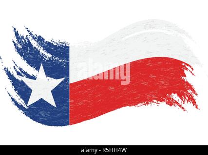 Drapeau national du Texas, conçu à l'aide de coups de pinceau isolé sur un fond blanc. Vector Illustration. Illustration de Vecteur
