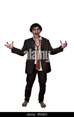 Portrait of asian zombie homme en costume standing Banque D'Images