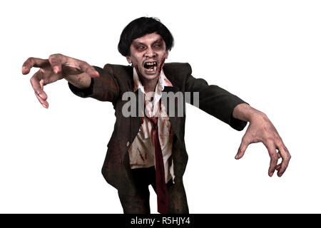 Portrait of asian zombie homme en costume Banque D'Images