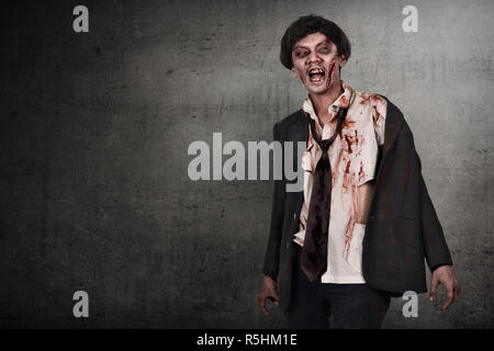 Portrait of asian man zombies avec Visage blessé Banque D'Images