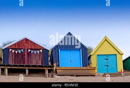 Cabines de plage à Abersoch, Gwynedd, Pays de Galles Banque D'Images