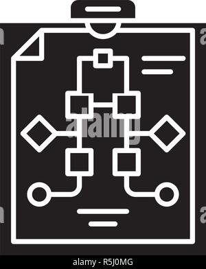 Gestion de workflow icône noire, vector signe sur fond isolé. La gestion du flux de symbole, illustration Illustration de Vecteur