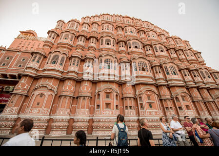 Hawa Mahal (palais des vents), Jaipur, Rajasthan, Inde Banque D'Images
