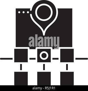 Plan du site structure web icône noire, vector signe sur fond isolé. Plan du site web structure symbole, illustration Illustration de Vecteur
