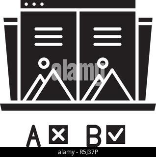 Test Ab icône noire, vector signe sur fond isolé. Ab concept, illustration symbole test Illustration de Vecteur