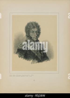 Prince général Piotr Ivanovich Bagration (1765-1812). Musée : Bibliothèque d'État russe, Moscou. Auteur : Saint-Aubin, Louis de. Banque D'Images