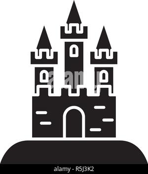 Parc Attraction icône noire, vector signe sur fond isolé. Le concept de parc d'Attraction symbole, illustration Illustration de Vecteur
