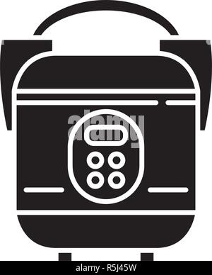 Slow Cooker icône noire, vector signe sur fond isolé. Slow Cooker symbole, illustration Illustration de Vecteur