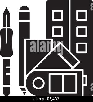 Compétences Art icône noire, vector signe sur fond isolé. Compétences Art symbole, illustration Illustration de Vecteur