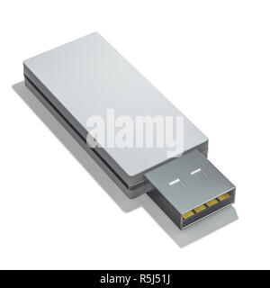Clé USB isolé sur un fond blanc. Le rendu 3D Banque D'Images