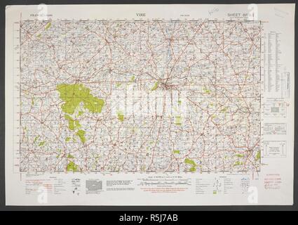 Une carte produite pendant la Seconde Guerre mondiale, montrant Vire, dans la région Basse-Normandie, dans le nord-ouest de la France. France 1:50 000. Bureau de la guerre. Major général. Section géographique. [Paris] : Ordnance Survey, 1942. Source : MOD GSGS 4250 Cartes. 6F/6 feuille. Remplacé la copie. Banque D'Images